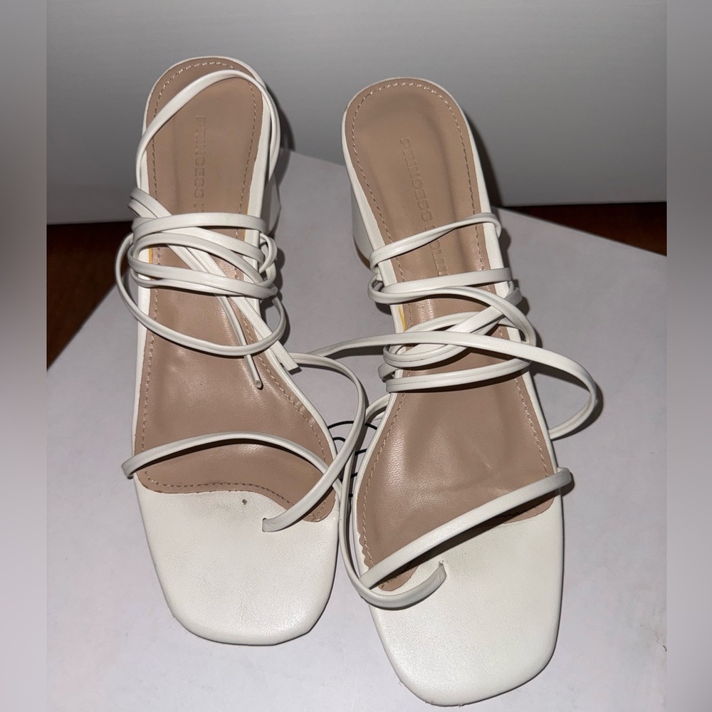 Princess Polly White and Tan Strappy Sandals